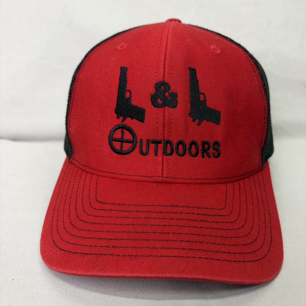 Richardson Trucker Hat L&L Outdoors Men OSFM Red Black Mesh Snapback 112